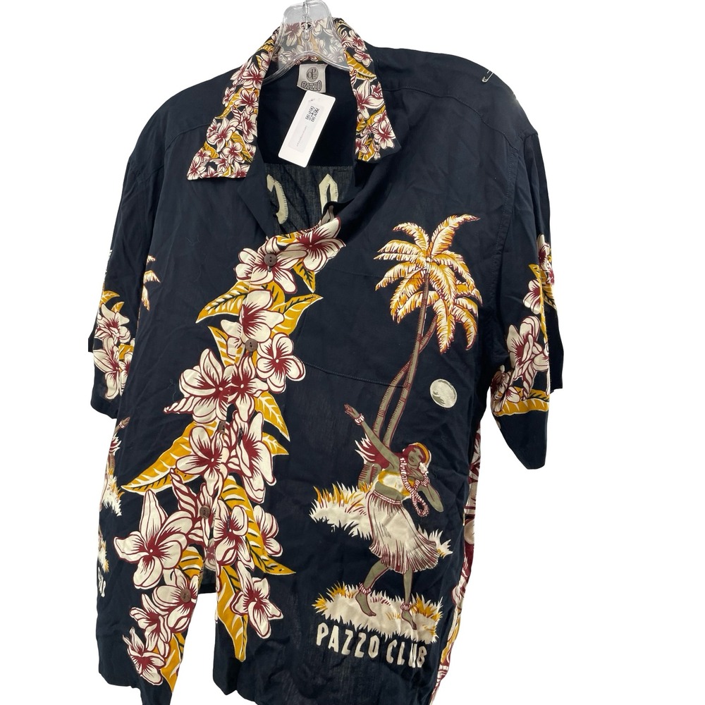 Pazzo Club Men's Shirt Hawaiian Hula Black Vintage XL